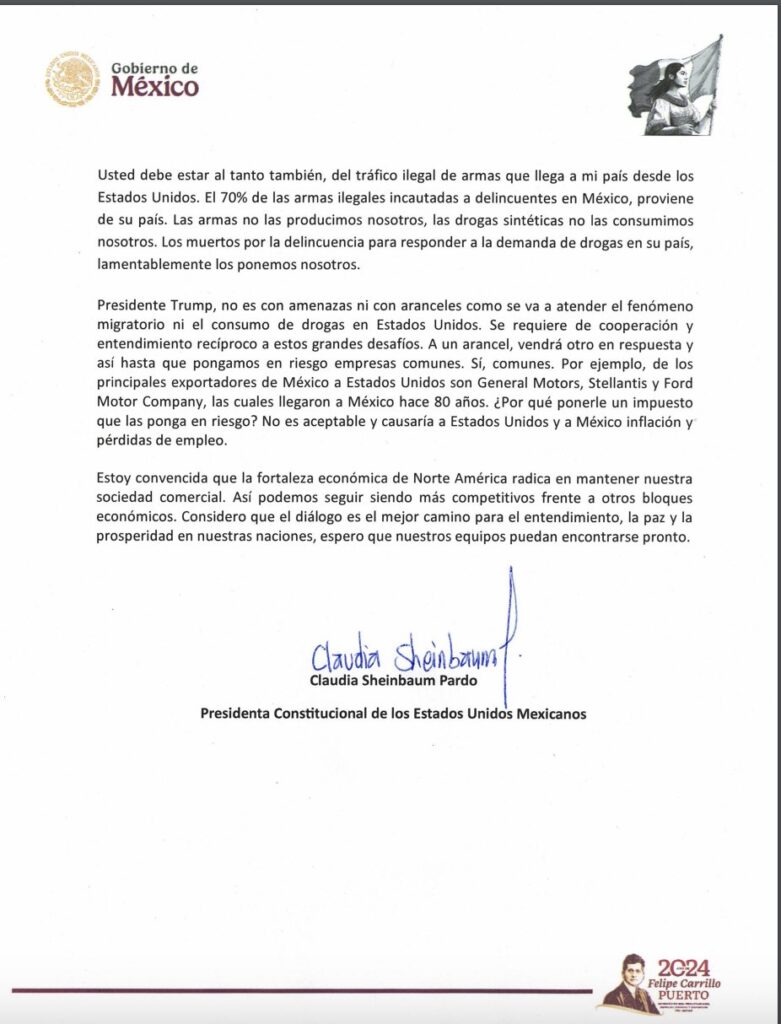 4. 26-nov-24 Sheinbaum Rechaza Aranceles de Trump y Propone Cooperación Internacional (3)