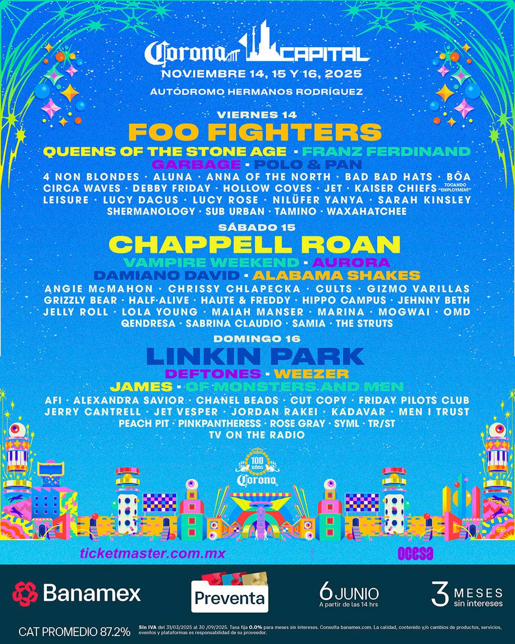 6. 04-jun-25 Corona Capital 2025- Foo Fighters, Linkin Park y Vampire Weekend encabezan un cartel explosivo
