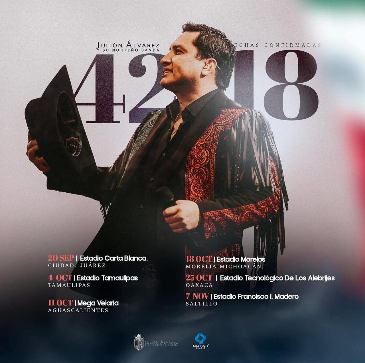 5. 31-jul-25 ¡Confirmado! Julión Álvarez llega a Ciudad Juárez este 20 de septiembre