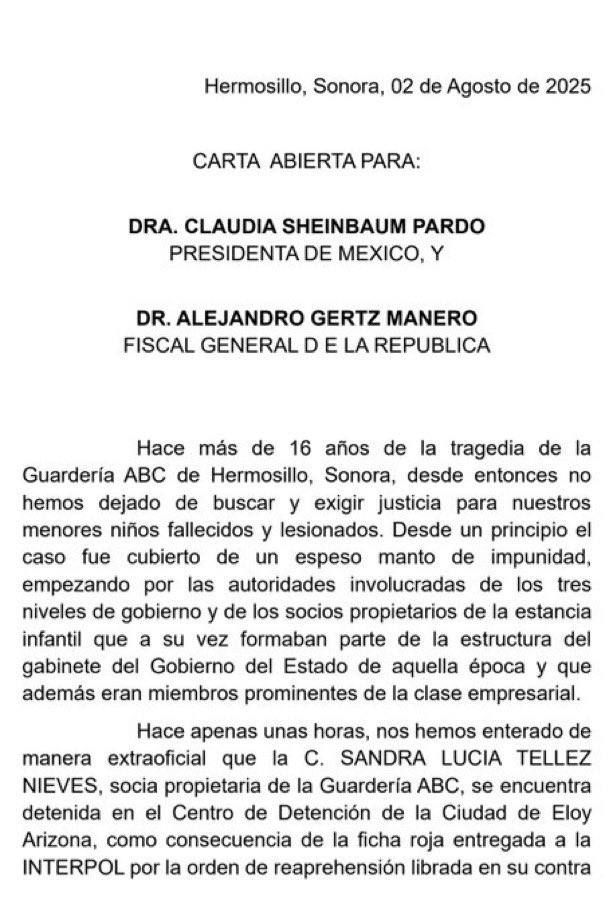 3. 05-ago-25 Detienen en EE.UU. a Sandra Lucía Téllez, exdueña de la Guardería ABC (1)
