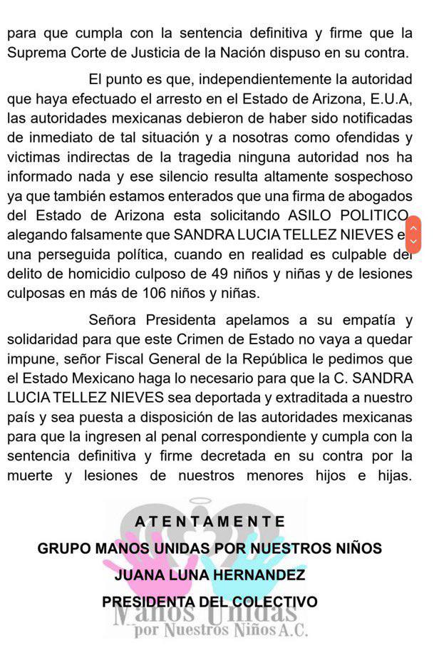 3. 05-ago-25 Detienen en EE.UU. a Sandra Lucía Téllez, exdueña de la Guardería ABC (2)